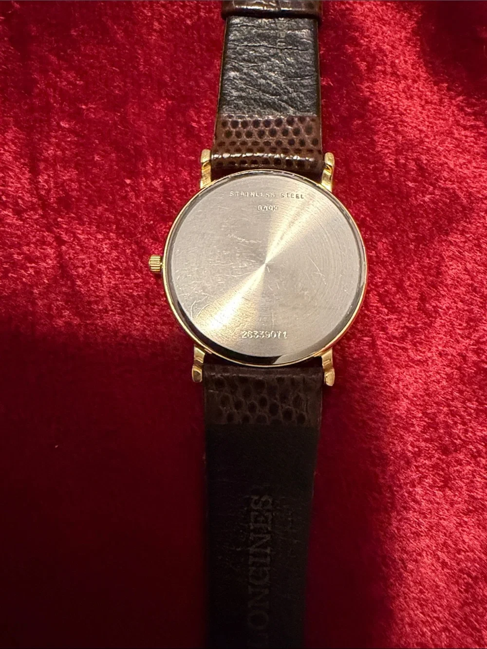 Longines Gold World Map McDonalds Watch- lizard Brown Strap excellent condition